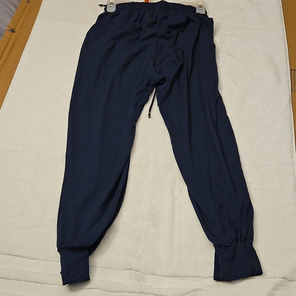 Women's Navy Jogger Pants S 92% Polyester Elastic Waist Drawstring 32in